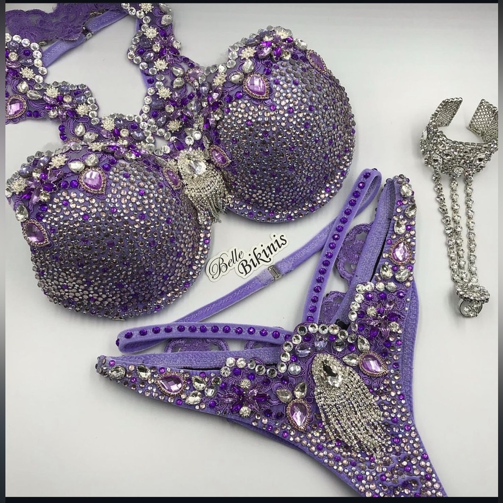 Purple Embellished FMG/WBFF bikini